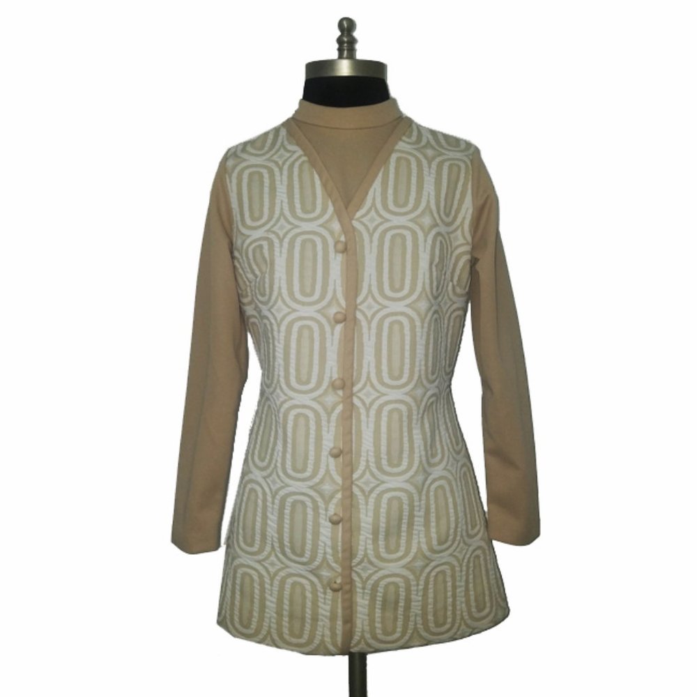 Vtg 60s MOD Geometric Top S